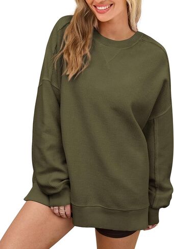 PRTTYGARDEN ملابس علوية نسائية بأكمام طويلة 2025 ربيعية فضفاضة بلوفر بياقة واسعة عصرية غير رسمية مضلعة سترة منسوجة in Kuwait