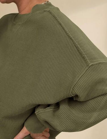 PRTTYGARDEN ملابس علوية نسائية بأكمام طويلة 2025 ربيعية فضفاضة بلوفر بياقة واسعة عصرية غير رسمية مضلعة سترة منسوجة in Kuwait