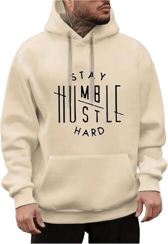 SOLY HUX Hoodies for Men Letter Print Graphic Sweatshirt Drawstring Long Sleeve Casual Pullover Tops with Pocket in Saudi Arabia