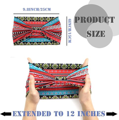 FULZTEY Boho Headbands for Women Fashion Paisley Head Band Floral Wide Headwraps Large African Thick Turban Non Slip Yoga Workout Sweat Hairband Knotted Bandanas for Hair Accessories 4Pcs in Kuwait