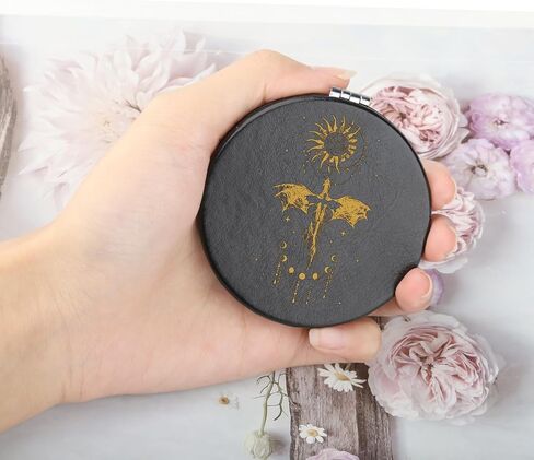 WSNANG Fantasy Novel 4th Wing Gift Fourth Wing Inspired Makeup Mirror Xaden Riorson House Compact Mirror Dragon Rider Gift (Sun Moon Mirror-T) in Saudi Arabia