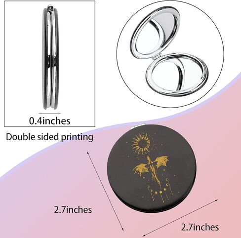 WSNANG Fantasy Novel 4th Wing Gift Fourth Wing Inspired Makeup Mirror Xaden Riorson House Compact Mirror Dragon Rider Gift (Sun Moon Mirror-T) in Saudi Arabia