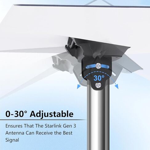 قابل للتعديل Starlink Gen 3 Roof Ridge Mount، Ybervont Starlink Mounting Kit Gen 3 مع 0-30 درجة قابل للتعديل Starlink Gen 3 محول الأنابيب، Starlink Roof Mount Kit لـ Starlink Internet Kit القمر الصناعي in Kuwait