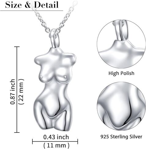 Female Body Necklace S925 Sterling Silver Venus Goddess Pendant Necklace for Women Self love Jewelry in Kuwait