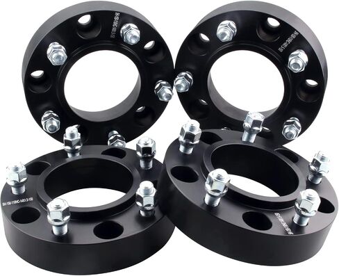 فواصل عجلات DCVAMOUS 4 قطع سوداء 5x150 مركزية مقاس 1.5 بوصة مع مسامير 14x1.5 متوافقة مع Toyota 5 Lug لـ 2007-2021 Tundra | 1998-2024 لاند كروزر | 2008-2025 سيكويا | 2008-2021 إل إكس570 in Kuwait