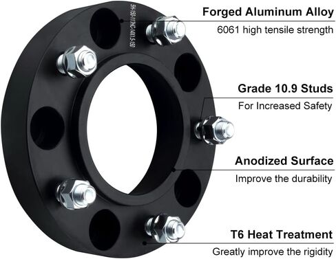 فواصل عجلات DCVAMOUS 4 قطع سوداء 5x150 مركزية مقاس 1.5 بوصة مع مسامير 14x1.5 متوافقة مع Toyota 5 Lug لـ 2007-2021 Tundra | 1998-2024 لاند كروزر | 2008-2025 سيكويا | 2008-2021 إل إكس570 in Kuwait