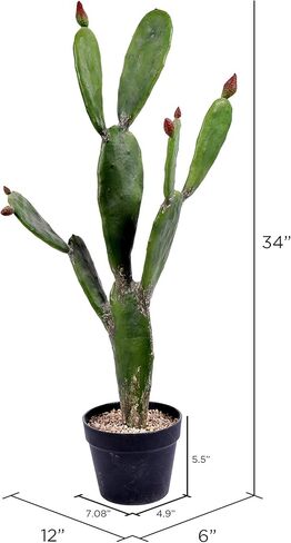 فيكرمان كل يوم صبار أخضر صناعي مقاس 34 بوصة في وعاء مزارعي بلاستيكي أسود - نبات صناعي محفوظ بوعاء داخلي - مساحات خضراء لديكور المنزل أو المكتب - صيانة مجانية in Kuwait