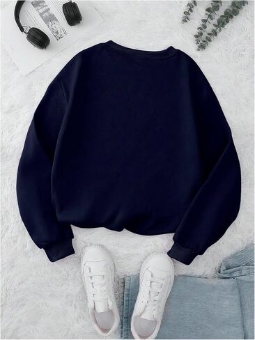 SweatyRocks Women's Plus Size Letter Graphic Sweatshirt Crewneck Long Sleeve Thermal Pullover Top in Saudi Arabia