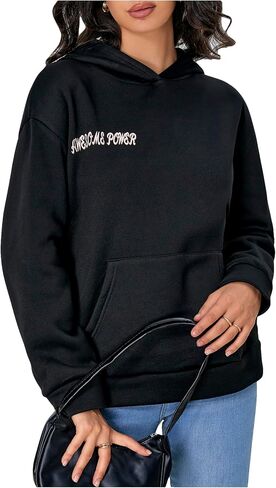 SOLY HUX Women's Sweatshirt Fall Graphic Hoodies Casual Drop Shoulder Hooded Pullover with Pocket in Saudi Arabia