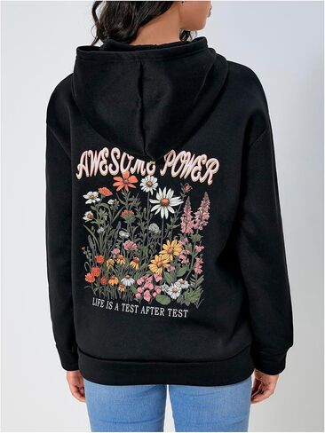 SOLY HUX Women's Sweatshirt Fall Graphic Hoodies Casual Drop Shoulder Hooded Pullover with Pocket in Saudi Arabia