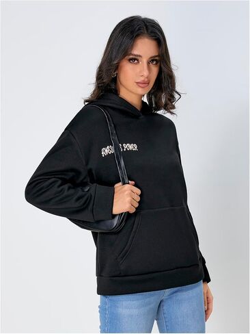 SOLY HUX Women's Sweatshirt Fall Graphic Hoodies Casual Drop Shoulder Hooded Pullover with Pocket in Saudi Arabia