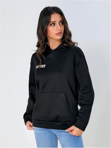 SOLY HUX Women's Sweatshirt Fall Graphic Hoodies Casual Drop Shoulder Hooded Pullover with Pocket in Saudi Arabia
