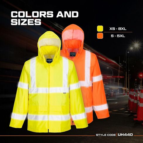سترة المطر العاكسة للضوء Hi Vis للرجال من Portwest UH440 خفيفة الوزن ومقاومة للماء in Kuwait