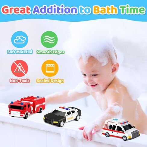 No Hole Bath Toys for Babies and Toddlers, Car Bath Toys for Infant Kids 1-3, Beach Pool Bathtub Toys for Kids, Baby Bath Toys 0 1-3 6 12 18 Month, Birthday for Kids Boys Girls in Saudi Arabia
