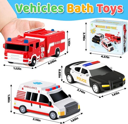 No Hole Bath Toys for Babies and Toddlers, Car Bath Toys for Infant Kids 1-3, Beach Pool Bathtub Toys for Kids, Baby Bath Toys 0 1-3 6 12 18 Month, Birthday for Kids Boys Girls in Saudi Arabia