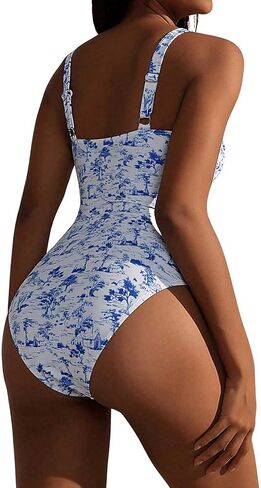Women's Boho Floral Print One Piece Swimsuit Y2K Bathing Suits Swimwear Beachwear in Saudi Arabia