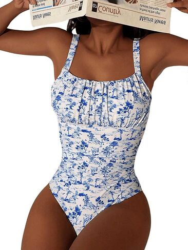 Women's Boho Floral Print One Piece Swimsuit Y2K Bathing Suits Swimwear Beachwear in Saudi Arabia