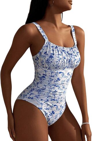 Women's Boho Floral Print One Piece Swimsuit Y2K Bathing Suits Swimwear Beachwear in Saudi Arabia
