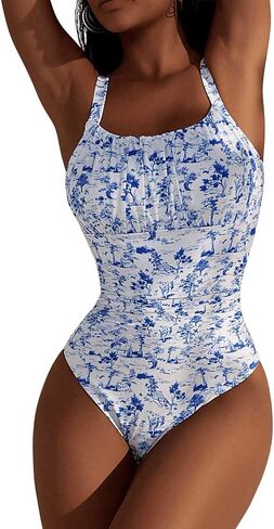 Women's Boho Floral Print One Piece Swimsuit Y2K Bathing Suits Swimwear Beachwear in Saudi Arabia