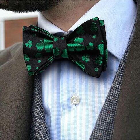 Barry.Wang Mens Bow Ties Paisley Solid Color Self Tie Flower Bowtie Set Handkerchief Cufflinks Silk Wedding Party Classic in Kuwait