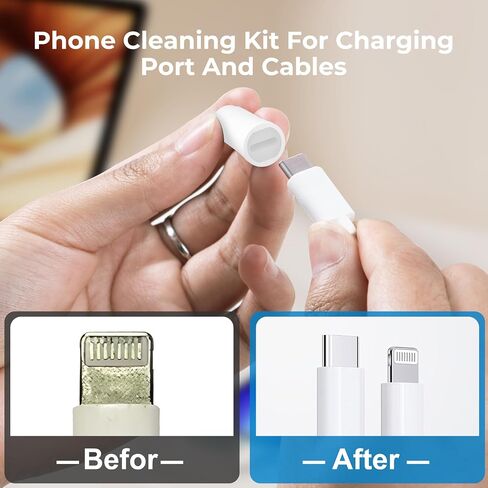 مجموعة تنظيف iPhone لمنظف منفذ الشحن، منظف متعدد الأدوات للهاتف الخلوي لإصلاح كابلات الإضاءة، مجموعة تنظيف الهاتف لأجهزة iPhone، iPad، الموصلات، مجموعة تنظيف Airpod لسماعات الأذن in Saudi Arabia