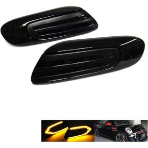 2x Black Smoked Lens LED Side Marker Turn Signal Light Blinker Lamp For 2014-2020 Mini Cooper F55 F56 Hatchback F57 Convertible (Black Smoked Lens)
