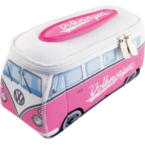 BRISA VW Collection - Volkswagen Neoprene Universal Makeup Cosmetics Toiletry Travel Pharmacy Bag in T1 Bus Design (Pink/Large) (Large (11.8 x 5.5 x 4.7 inches))