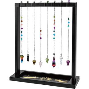 Wooden Pendulum Crystal Display Holder Wooden Crystal Display Shelf Black Hand Moon Phase Witch Supplies Organiser for Incense Necklace Witch Rock Stone