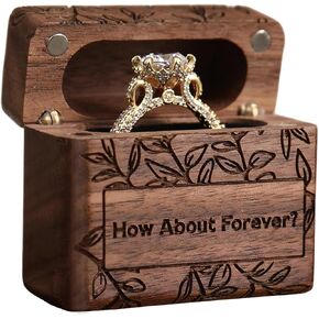 Ring Box, Wooden Ring Box for Wedding Ceremony Ring Bearer Box, Engagement Ring Holder Gift for Anniversaries Day,Ring Storage Box Engagement Gift