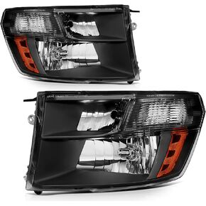 SCITOO Headlight Assembly Fits For Ram 1500 2009-2018,For Ram 2500 2010-2018,For Ram 3500 2010-2018 headlamp in Black Housing Amber Reflector Clear Lens