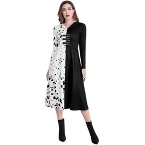 ICEYOU Cruella Devil Costume Women Dress Cosplay Outfit for Halloween