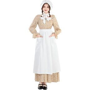 NSPSTT Pioneer Woman Amish Costume Prairie Dress Colonial Costume Women 3PCS Set