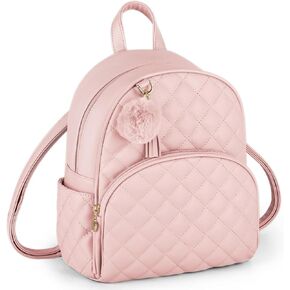 ECOSUSI Mini Backpack for Women Leather Small Backpack Purse for Ladies Cute Pom Bookbag Travel Shoulder Bag with Charm Tassel Black