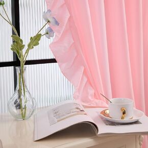 Bedbay Blue Ruffle Curtains 2 Panels Set,Farmhouse Cottage Core Curtains,Elegant Vintage Decor for Bedroom,Living Room,Coquette Room,Rod Pocket Shabby Chic Window Drapes for Girls Women,52x96