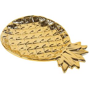HEKEUOR Pineapple Dish Pineapple Jewelry Dish Ceramic Plate Jewelry Tray Jewelry Holder (Gold)