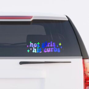 2 Pcs Car Stickers Hot Girls Hit Curbs Sticker Funny Vinyl Decal Waterproof Stickers Decal Humorous Car Sticker Cute Hot Girl Sticker for Water Bottle Car Rearview Mirror Bumper Sticker (Laser Color)