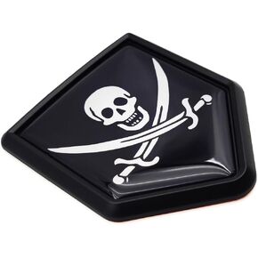 Overdecor Pirate Jack Rackham Flag Decal Stickers Emblem Jolly Roger Car Accessories Decorations Shield Flag Sticker Decals for Cars Truck Vehicles, 2 Pack