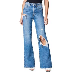 [BLANKNYC] Womens Wide Leg Longer Inseam Denim Jean with Rips, Comfortable Pants & Designer Clothing