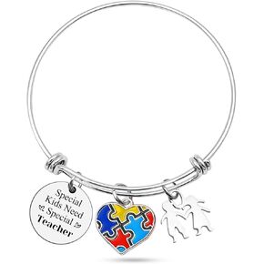 Autism Teacher Bracelet for Autism Autism Teacher Gifts Appreciation Teacher Gift for Autism Awareness Bracelet Thank You Gifts Autism Bangle for Autism Awareness Educator Gift for Autism Teachers