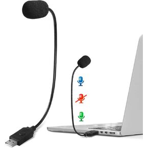 Mini USB Microphone for Laptop, External Desktop Computer Small Mic, Condenser Portable Mic with Gooseneck & Mute Button, Compatible with PC and Mac, Plug & Play, for Meeting, Call Voice