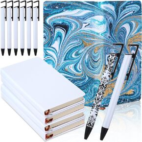 12 Pcs Sublimation Journal Set, Include 4 Blank Notebooks 200 Pages and 8 Sublimation Pens Sublimation Notebook for School Office Home 100th Day of School Party Supply (4.3x5.7)