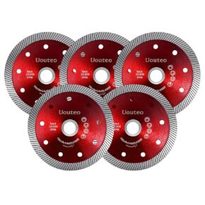 15 Pcs Diamond Saw Blade,4.5 Inch Super Thin Diamond Turbo Saw Blade, Diamond Saw Blades for Angle Grinder, 4.5" Tile Blade for Cutting Marble Ceramics Porcelain Tiles(4.5 inch-15Pcs-Red)