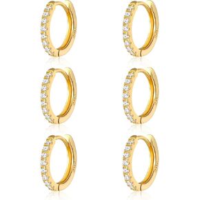 Small Gold Huggie Hoop Earrings for Women 14K Real Gold Hypoallergenic Lightweight Earrings for Sensitive Ears Everyday Earrings Set for Multiple Piercings Cartilage Hoop Earrings