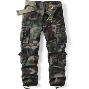 Men's Camo BDU Cargo Tactical Ripstop Casual Lightweight Baggy Combat 100% Cotton Pants with 8 Pockets(No Belt)