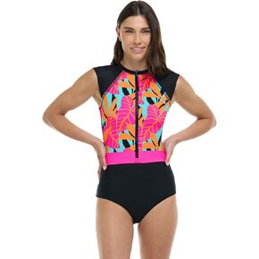 Body Glove Women's Stand Up Zip Front Paddle One Piece Swimsuit with UPF 50+