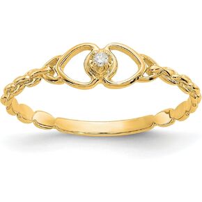 10k Yellow Gold AA Diamond heart Ring Size 6 (0.01 cttw, I1 Clarity, H-I Color)