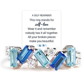 Roe Dolph Self Love Rings for Her Nobody Has It All Together Pink Cubic Zirconia Ring for Women Irregular Pink Crystal Self Love Ring All Your Broken Pieces Make You Beautiful Inspirational Jewelry