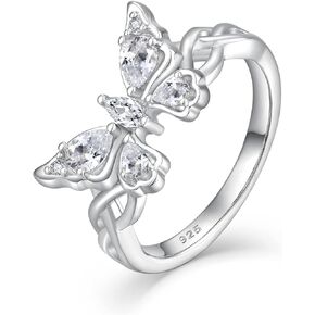 STARCHENIE 925 Sterling Silver Butterfly Ring Jewelry for Women