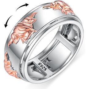 Highland Cow Ring 925 Sterling Silver Highland Cow Anxiety Ring Adjustable Anxiety Fidget Rings Highland Cow Jewelry Gifts for Women Mom