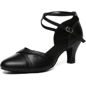 Minishion Women's Closed Toe Dance Shoes Ankle Strap Formal Party Evening Pumps